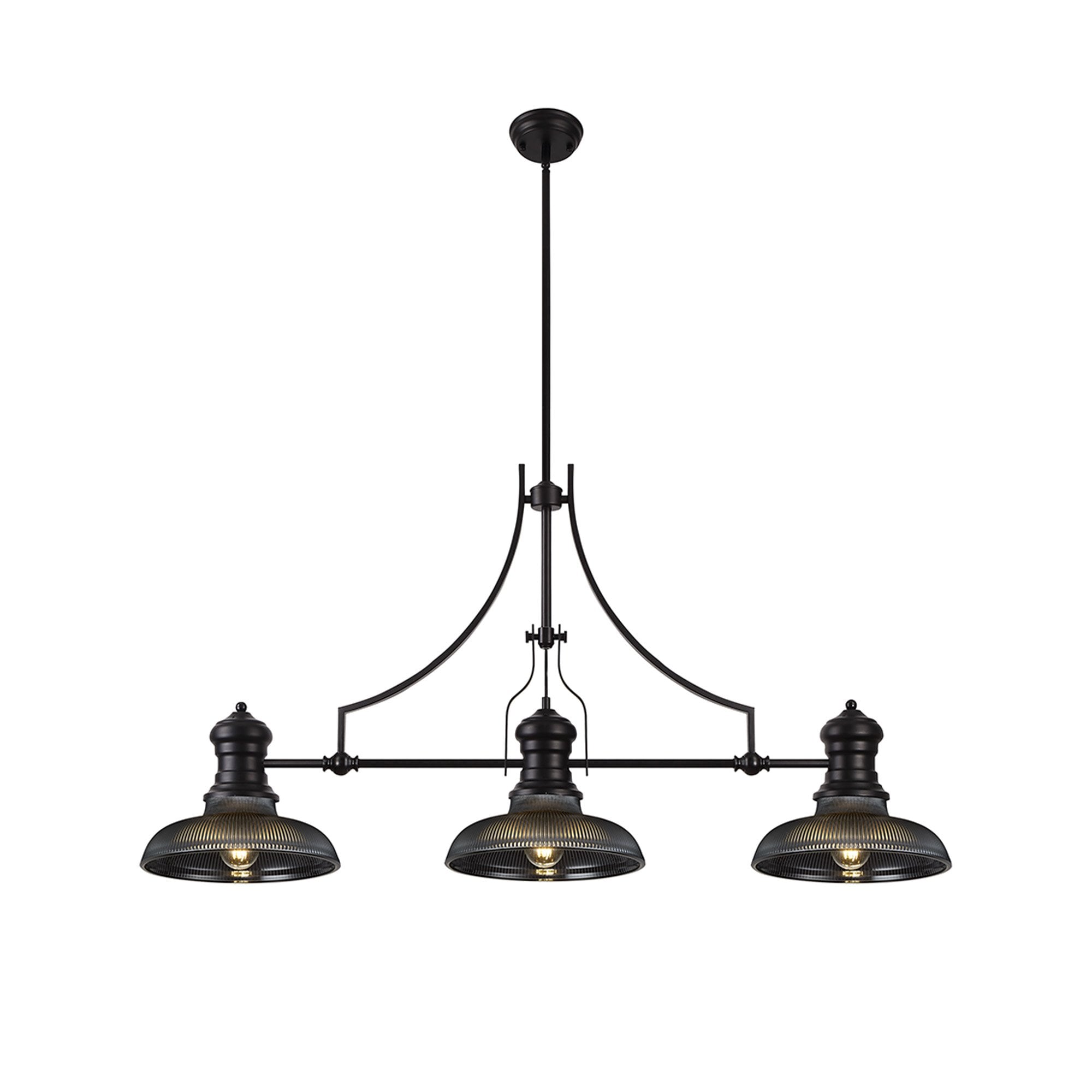 NLK14919 Louis 3 Light Round Pendant Matt Black Smoked