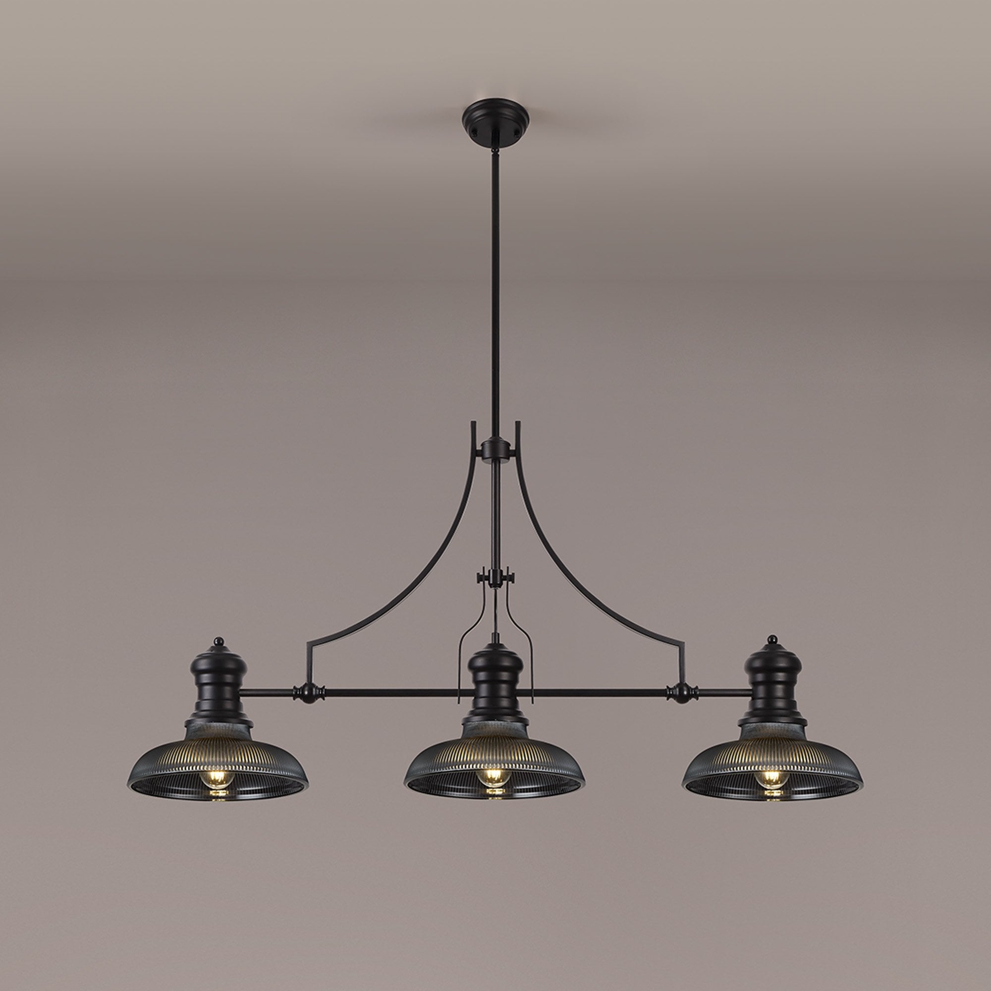 NLK14919 Louis 3 Light Round Pendant Matt Black Smoked