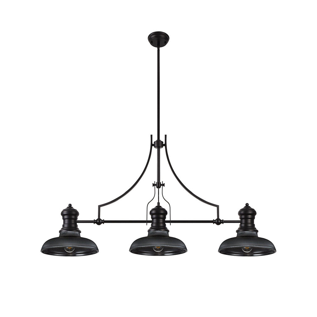 NLK14919 Louis 3 Light Round Pendant Matt Black Smoked