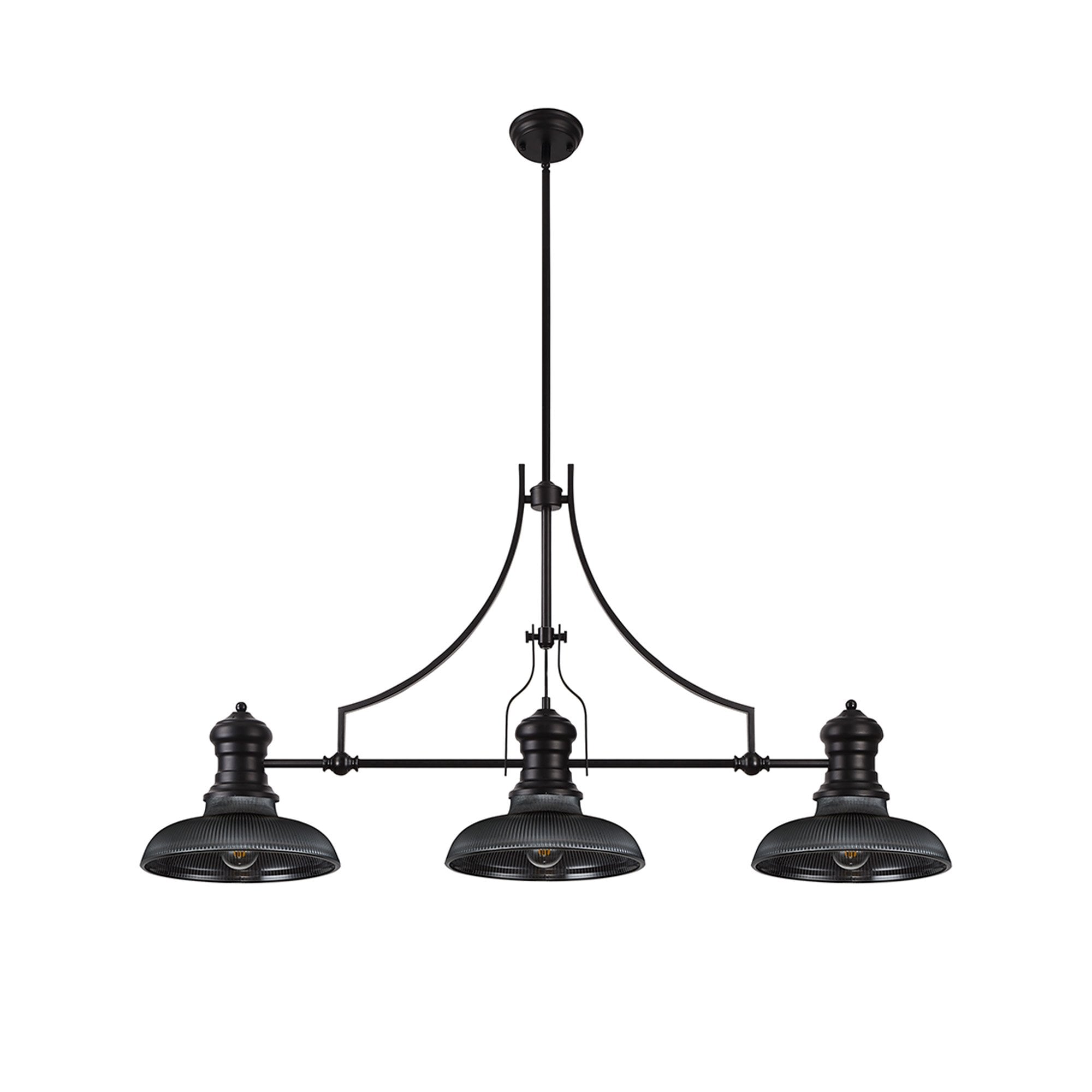 NLK14919 Louis 3 Light Round Pendant Matt Black Smoked