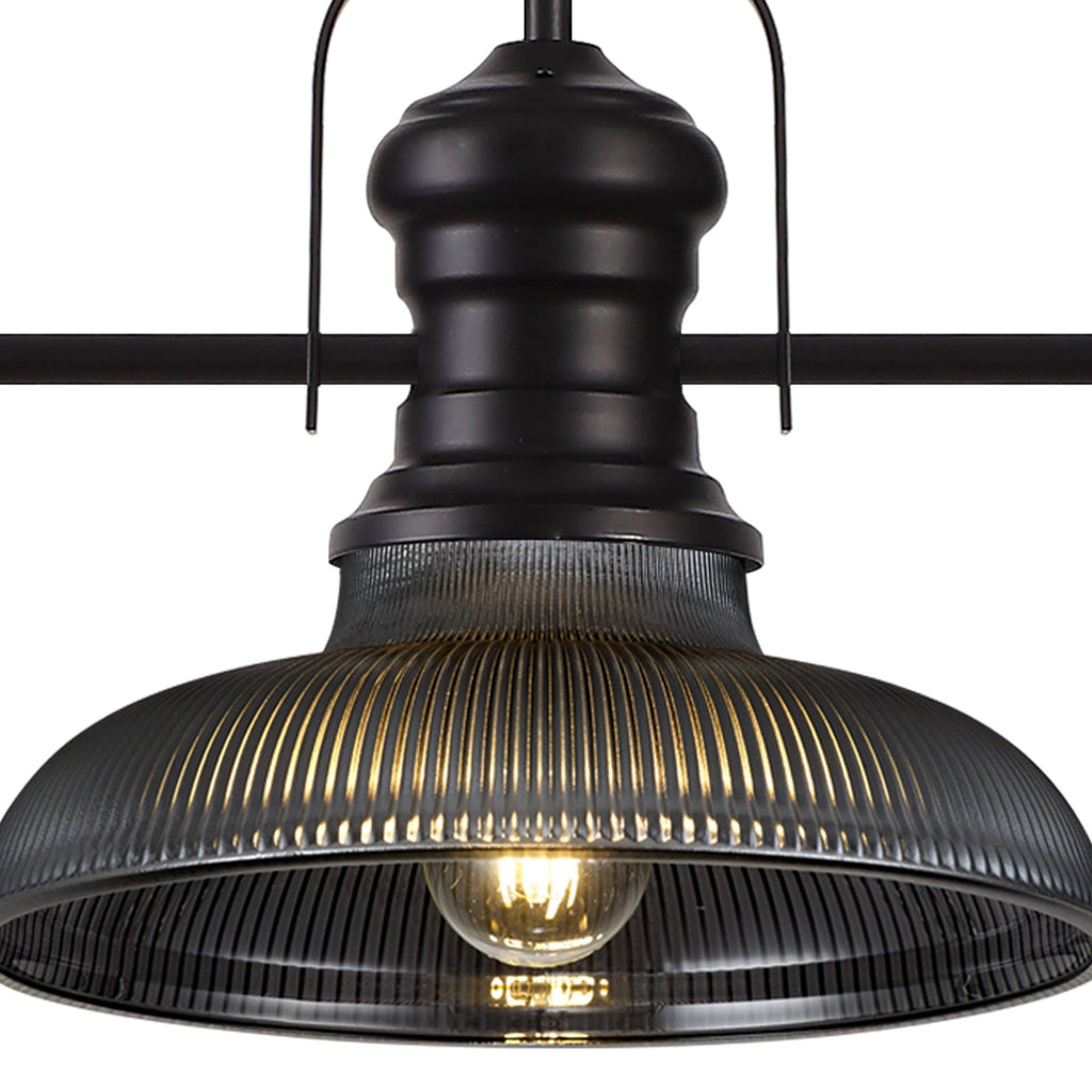 NLK14919 Louis 3 Light Round Pendant Matt Black Smoked