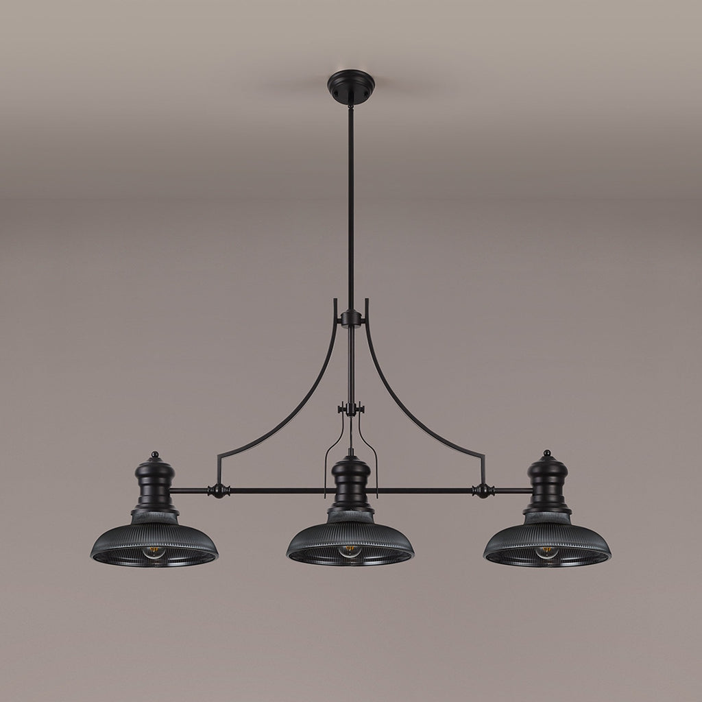 NLK14919 Louis 3 Light Round Pendant Matt Black Smoked