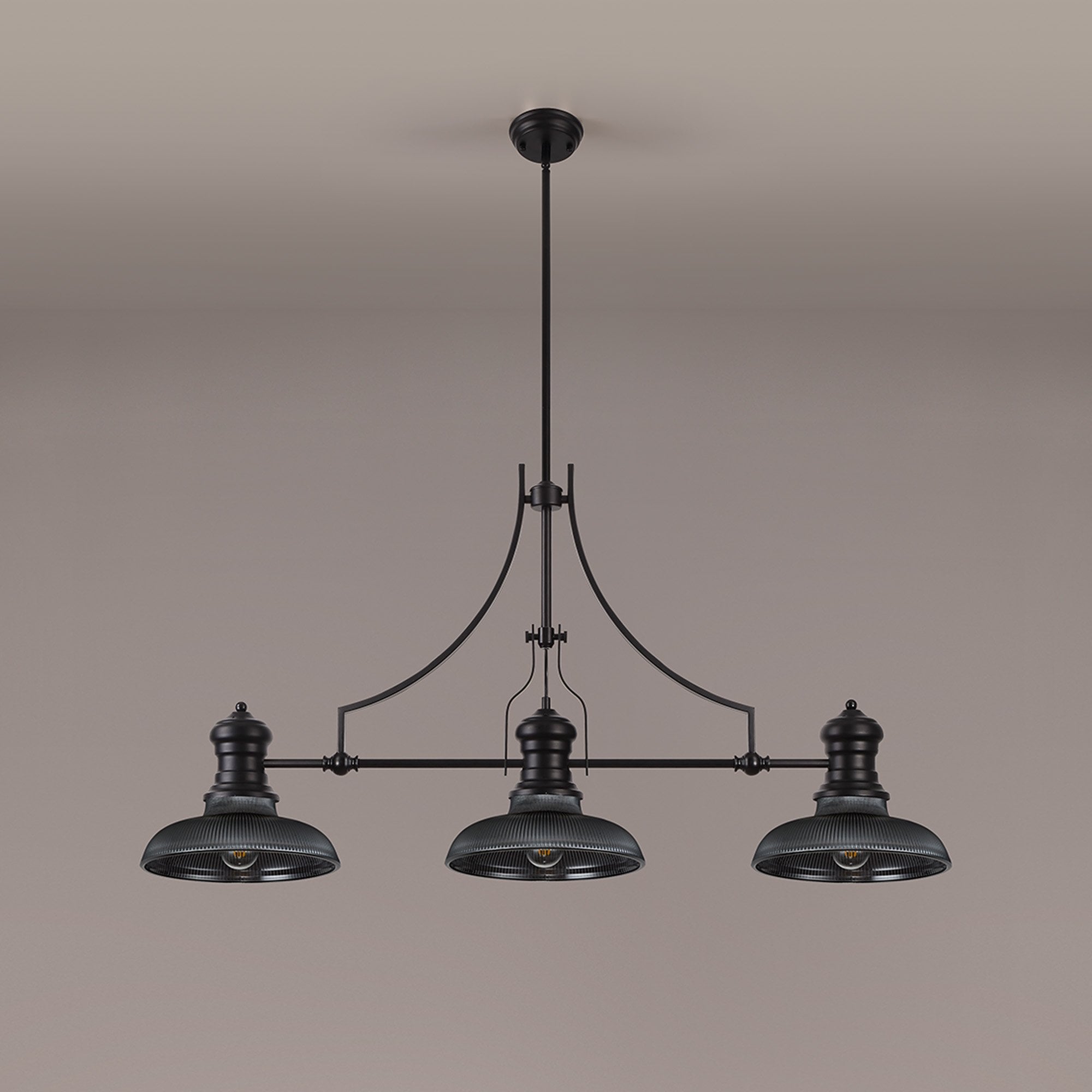 NLK14919 Louis 3 Light Round Pendant Matt Black Smoked