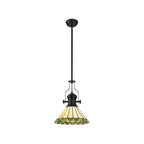 NLK15029 Louis, Umbrian 1 Light Pendant Matt Black Green/Cream