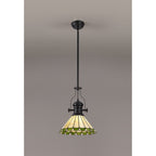 NLK15029 Louis, Umbrian 1 Light Pendant Matt Black Green/Cream