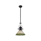 NLK15029 Louis, Umbrian 1 Light Pendant Matt Black Green/Cream