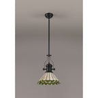 NLK15029 Louis, Umbrian 1 Light Pendant Matt Black Green/Cream