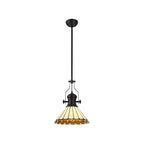 NLK15039 Louis, Umbrian 1 Light Pendant Matt Black Amber/Cream