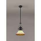 NLK15039 Louis, Umbrian 1 Light Pendant Matt Black Amber/Cream