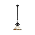 NLK15039 Louis, Umbrian 1 Light Pendant Matt Black Amber/Cream