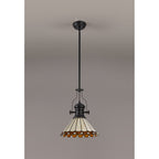 NLK15039 Louis, Umbrian 1 Light Pendant Matt Black Amber/Cream