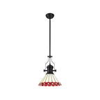 NLK15049 Louis, Umbrian 1 Light Pendant Matt Black Red/Cream