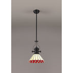NLK15049 Louis, Umbrian 1 Light Pendant Matt Black Red/Cream