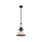 NLK15049 Louis, Umbrian 1 Light Pendant Matt Black Red/Cream