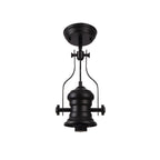 NLK15049 Louis, Umbrian 1 Light Pendant Matt Black Red/Cream
