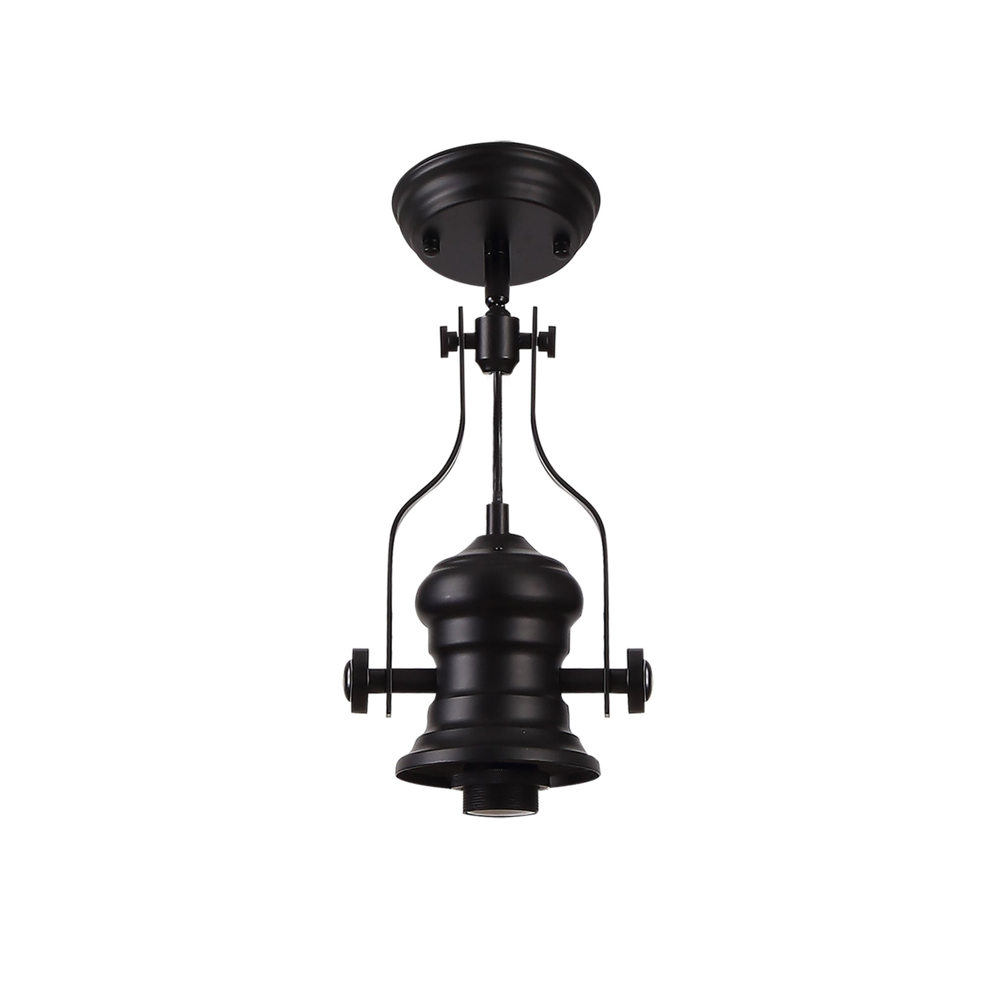 NLK15049 Louis, Umbrian 1 Light Pendant Matt Black Red/Cream