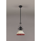 NLK15049 Louis, Umbrian 1 Light Pendant Matt Black Red/Cream