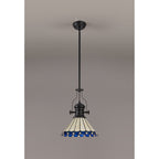 NLK15059 Louis, Umbrian 1 Light Pendant Matt Black Blue/Cream