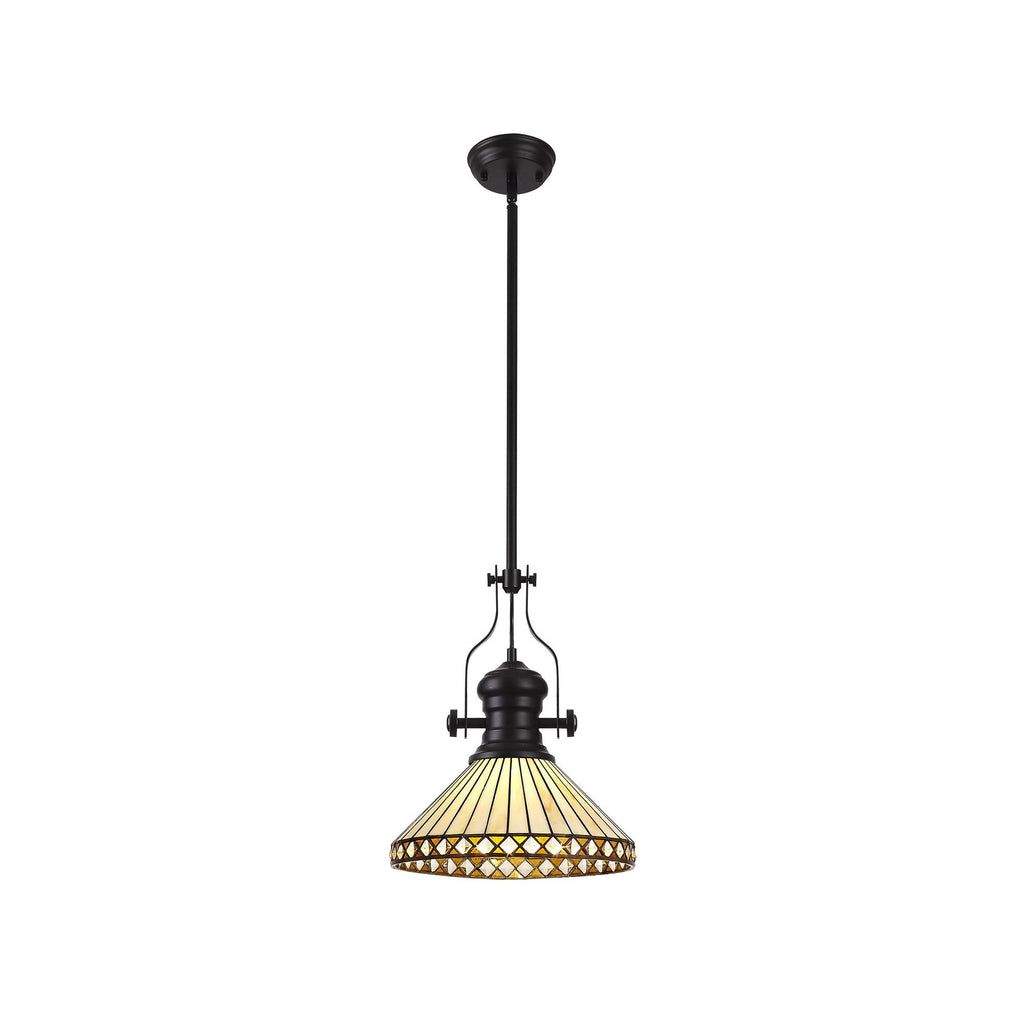 NLK15069 Louis, Tink 1 Light Pendant Matt Black Amber/Cream