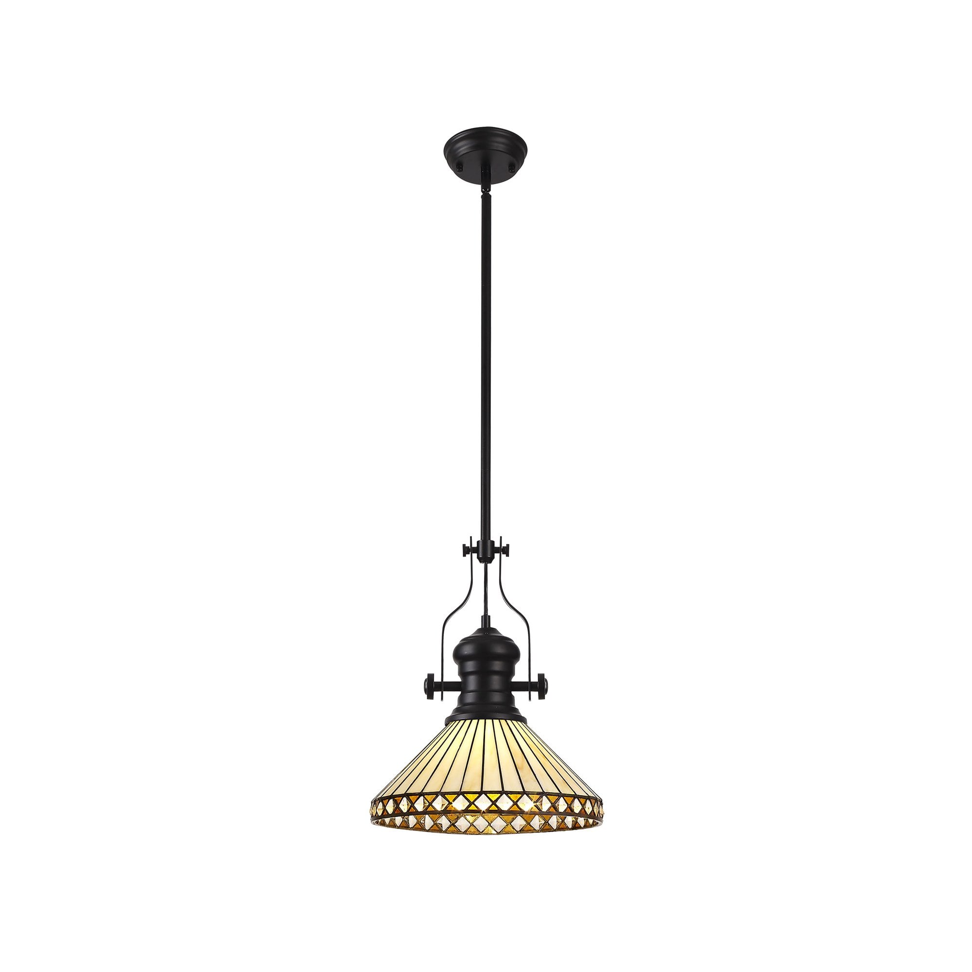 NLK15069 Louis, Tink 1 Light Pendant Matt Black Amber/Cream