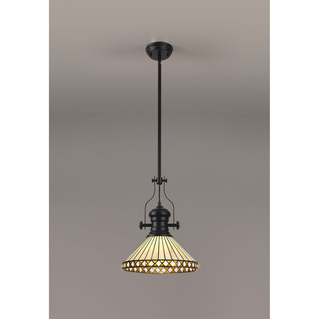 NLK15069 Louis, Tink 1 Light Pendant Matt Black Amber/Cream