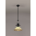 NLK15069 Louis, Tink 1 Light Pendant Matt Black Amber/Cream