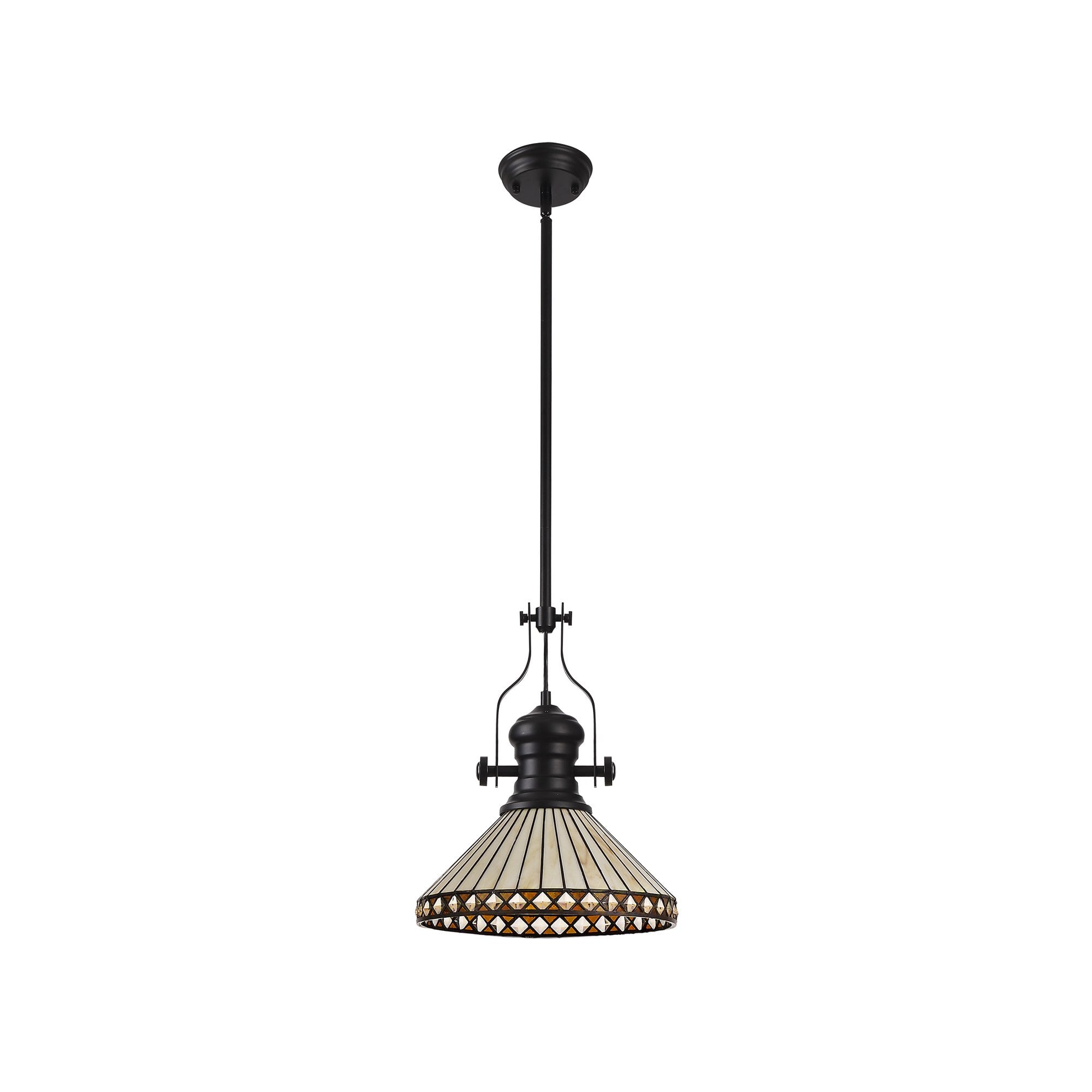 NLK15069 Louis, Tink 1 Light Pendant Matt Black Amber/Cream