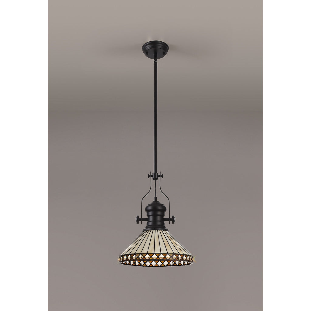 NLK15069 Louis, Tink 1 Light Pendant Matt Black Amber/Cream