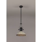 NLK15069 Louis, Tink 1 Light Pendant Matt Black Amber/Cream