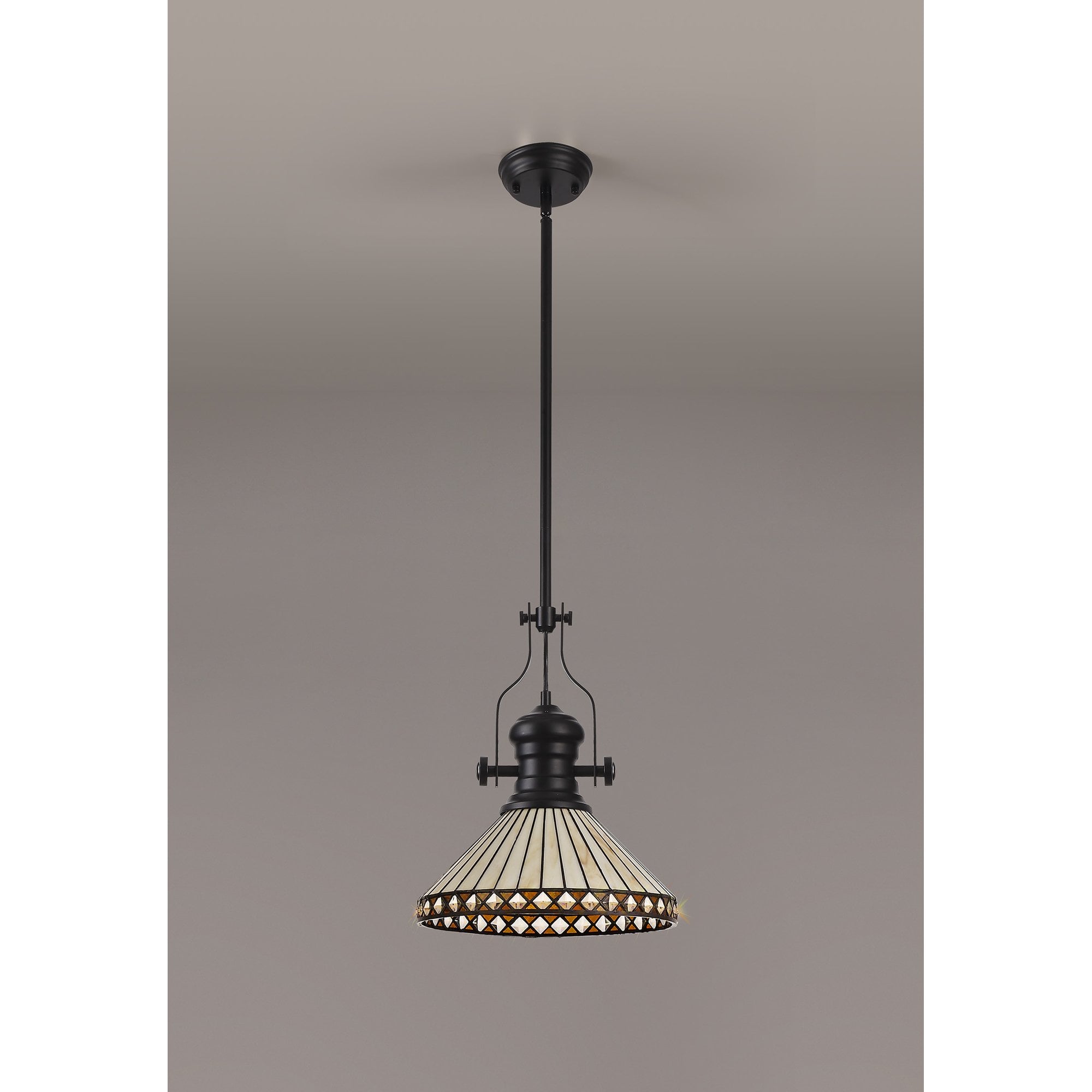 NLK15069 Louis, Tink 1 Light Pendant Matt Black Amber/Cream