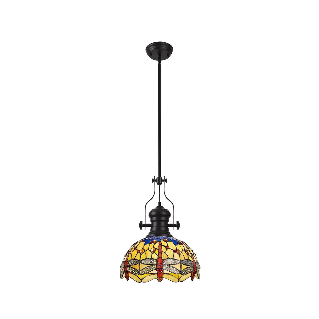 NLK15079 Louis, Heidi 1 Light Pendant Matt Black Orange/Blue