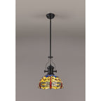 NLK15079 Louis, Heidi 1 Light Pendant Matt Black Orange/Blue