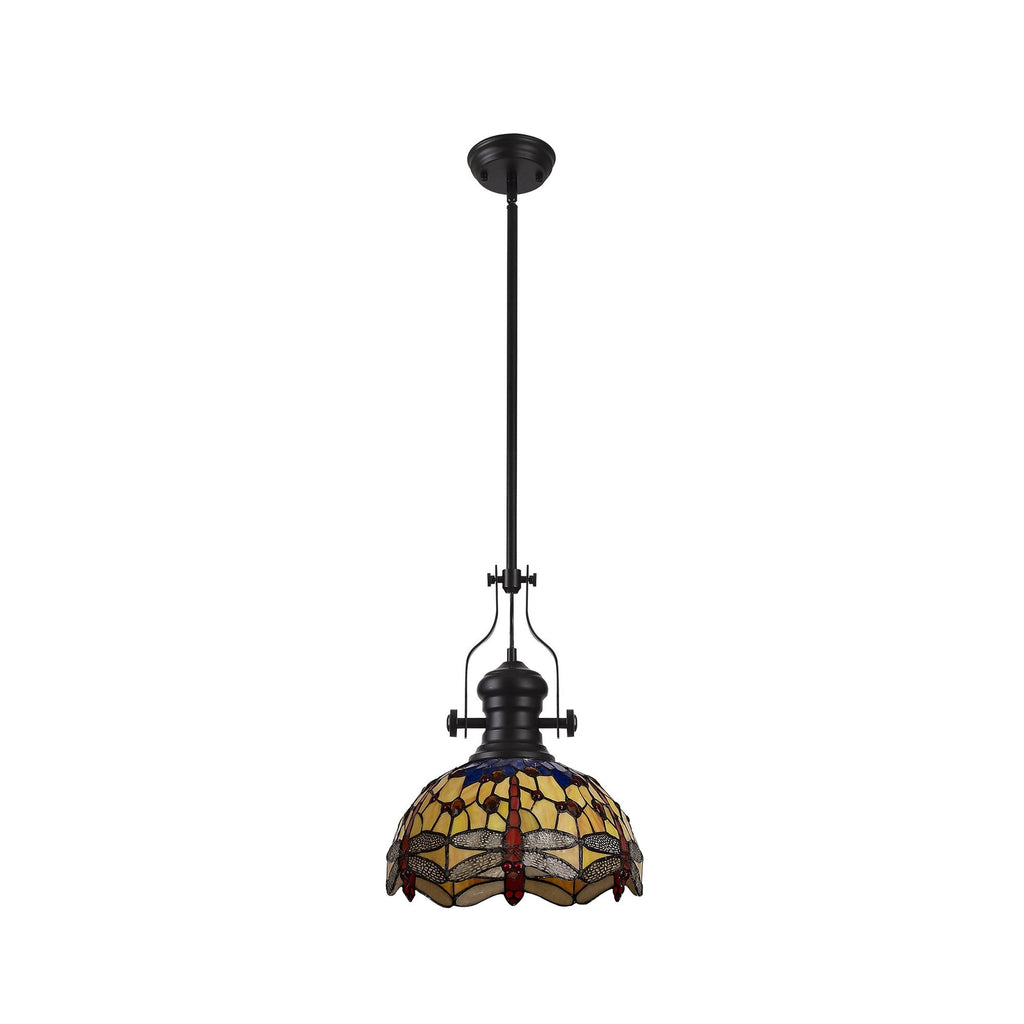 NLK15079 Louis, Heidi 1 Light Pendant Matt Black Orange/Blue