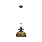 NLK15079 Louis, Heidi 1 Light Pendant Matt Black Orange/Blue