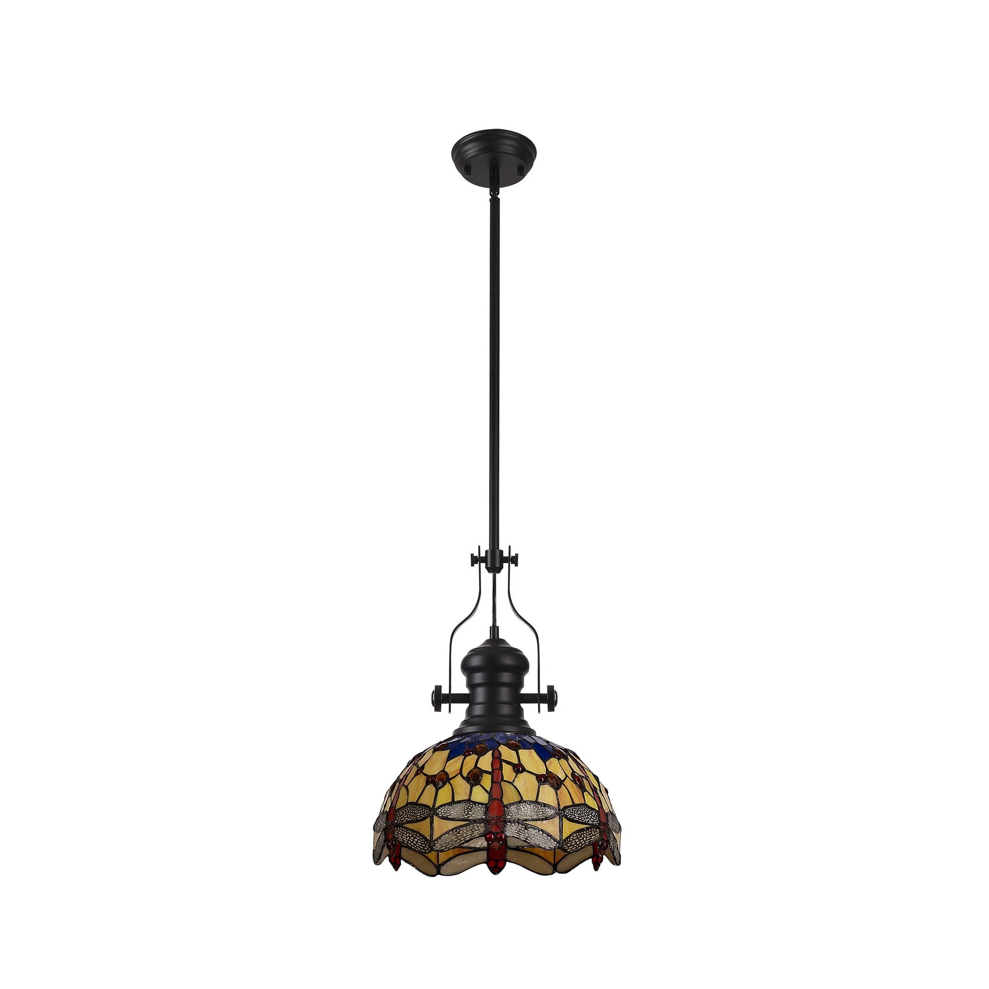 NLK15079 Louis, Heidi 1 Light Pendant Matt Black Orange/Blue