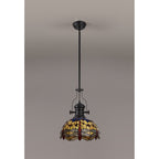 NLK15079 Louis, Heidi 1 Light Pendant Matt Black Orange/Blue