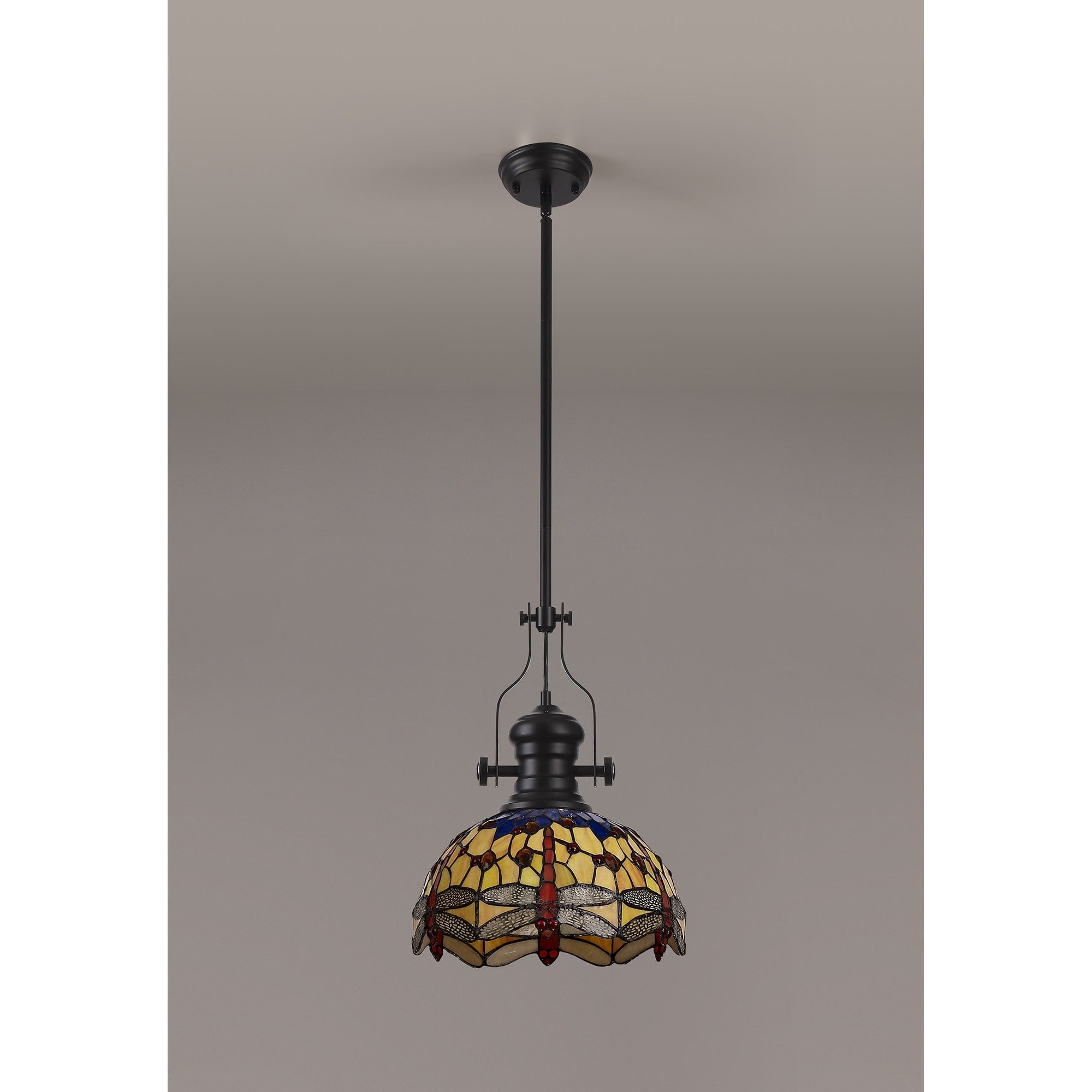NLK15079 Louis, Heidi 1 Light Pendant Matt Black Orange/Blue