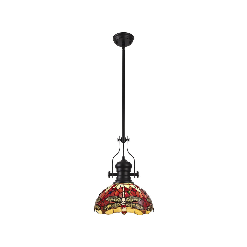 NLK15089 Louis, Heidi 1 Light Pendant Matt Black Purple/Pink