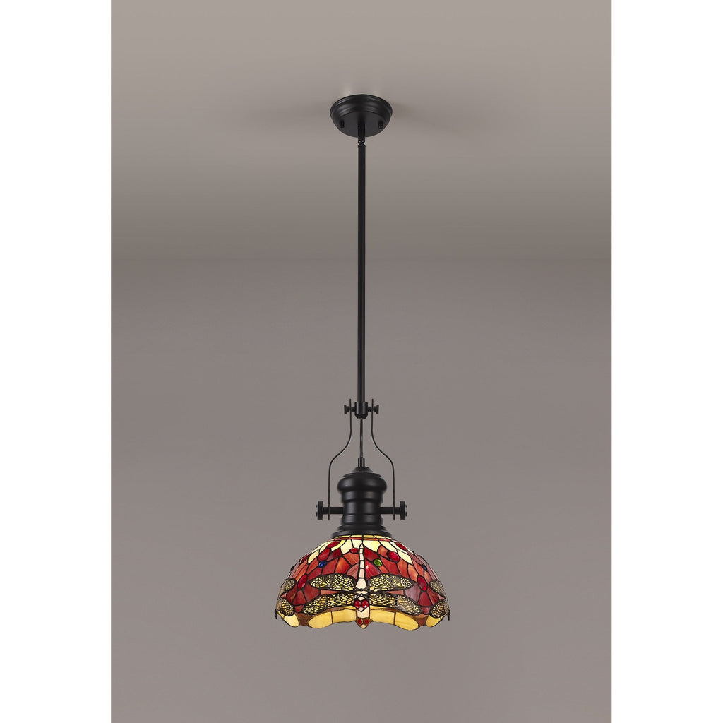 NLK15089 Louis, Heidi 1 Light Pendant Matt Black Purple/Pink