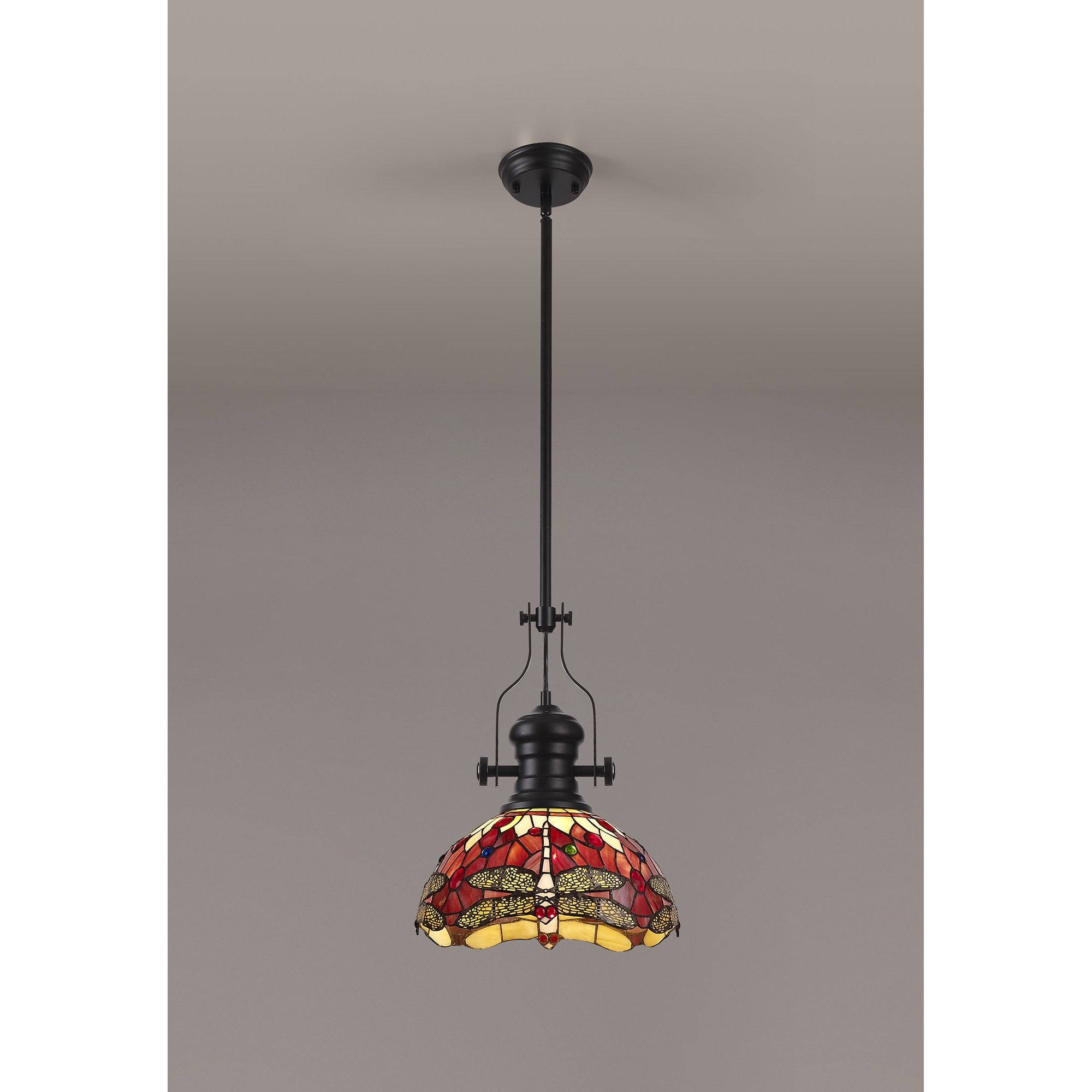 NLK15089 Louis, Heidi 1 Light Pendant Matt Black Purple/Pink