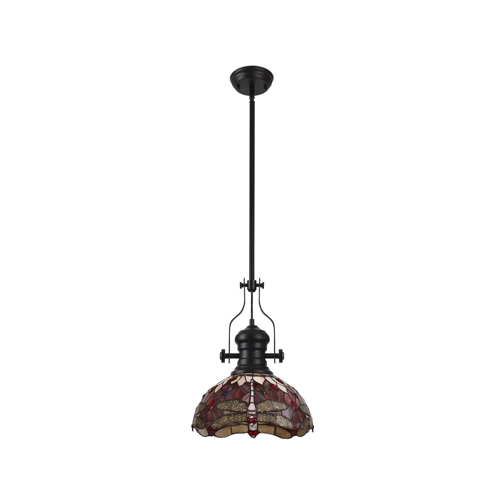 NLK15089 Louis, Heidi 1 Light Pendant Matt Black Purple/Pink