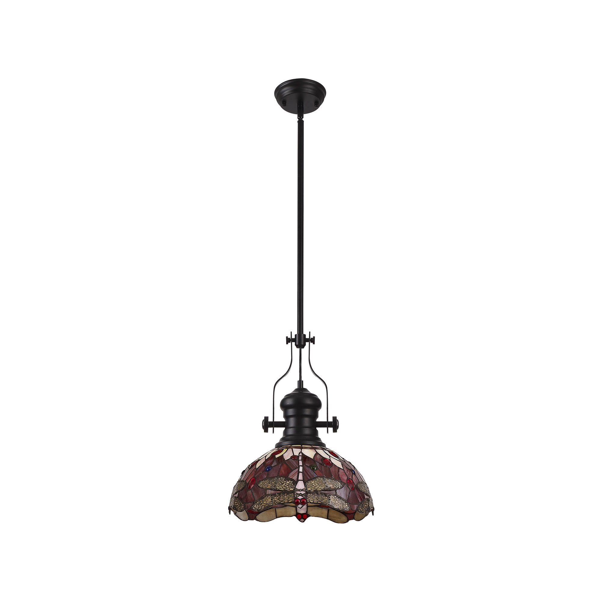 NLK15089 Louis, Heidi 1 Light Pendant Matt Black Purple/Pink