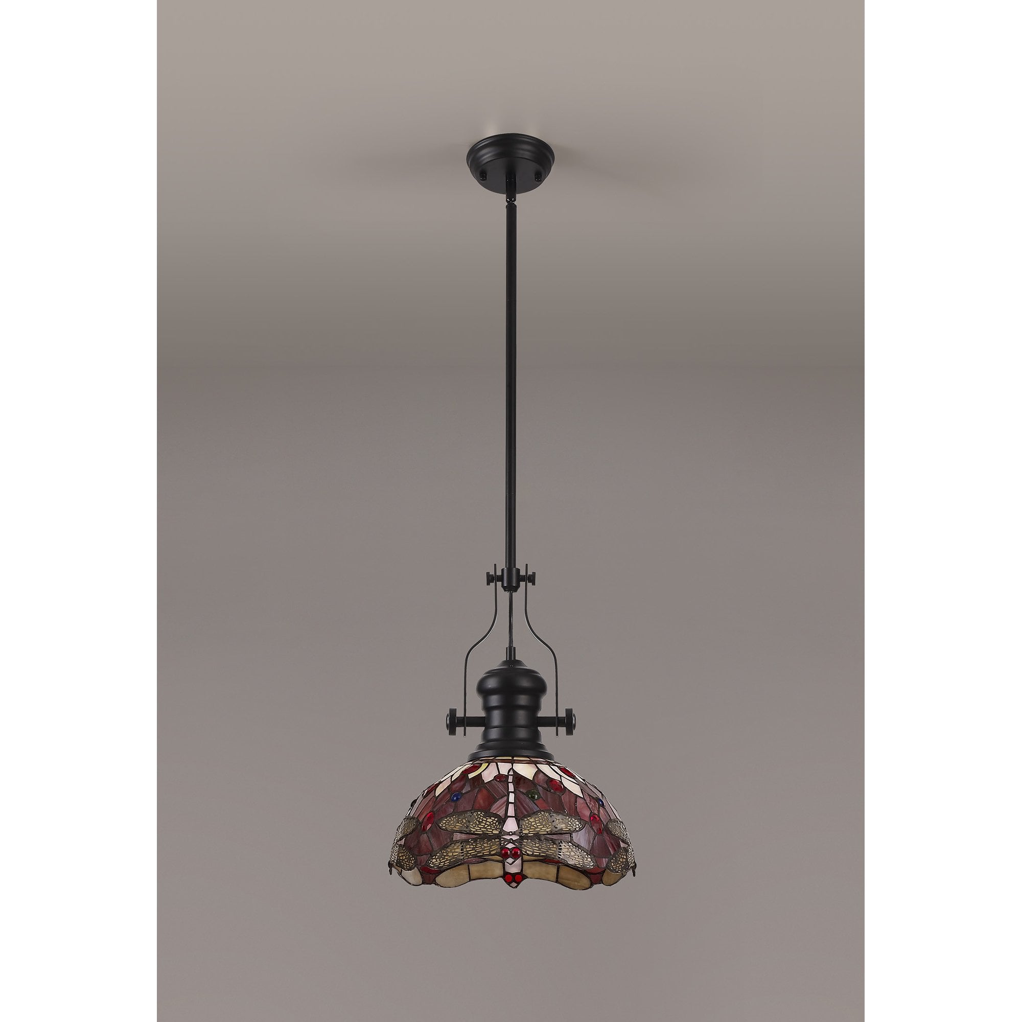 NLK15089 Louis, Heidi 1 Light Pendant Matt Black Purple/Pink