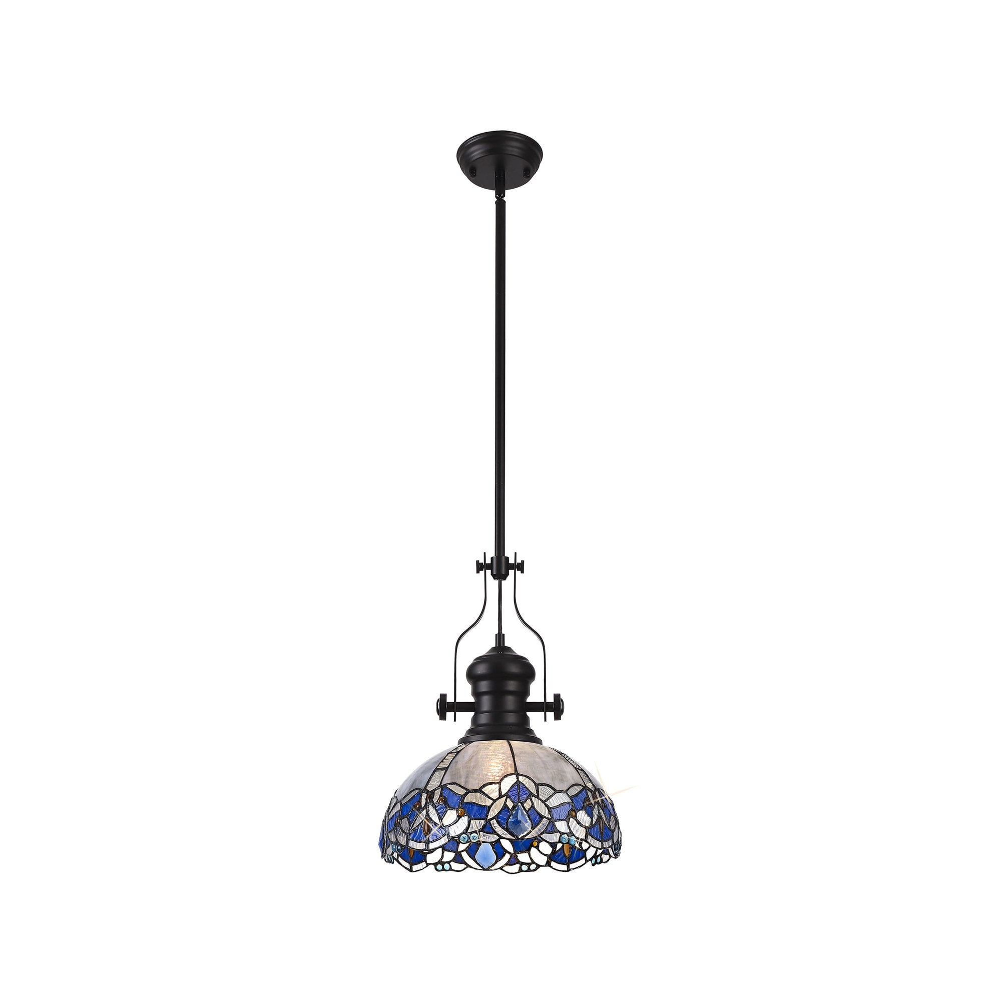 NLK15099 Louis, Ossie 1 Light Pendant Matt Black Blue