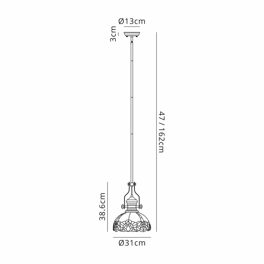 NLK15099 Louis, Ossie 1 Light Pendant Matt Black Blue