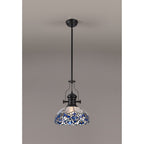 NLK15099 Louis, Ossie 1 Light Pendant Matt Black Blue