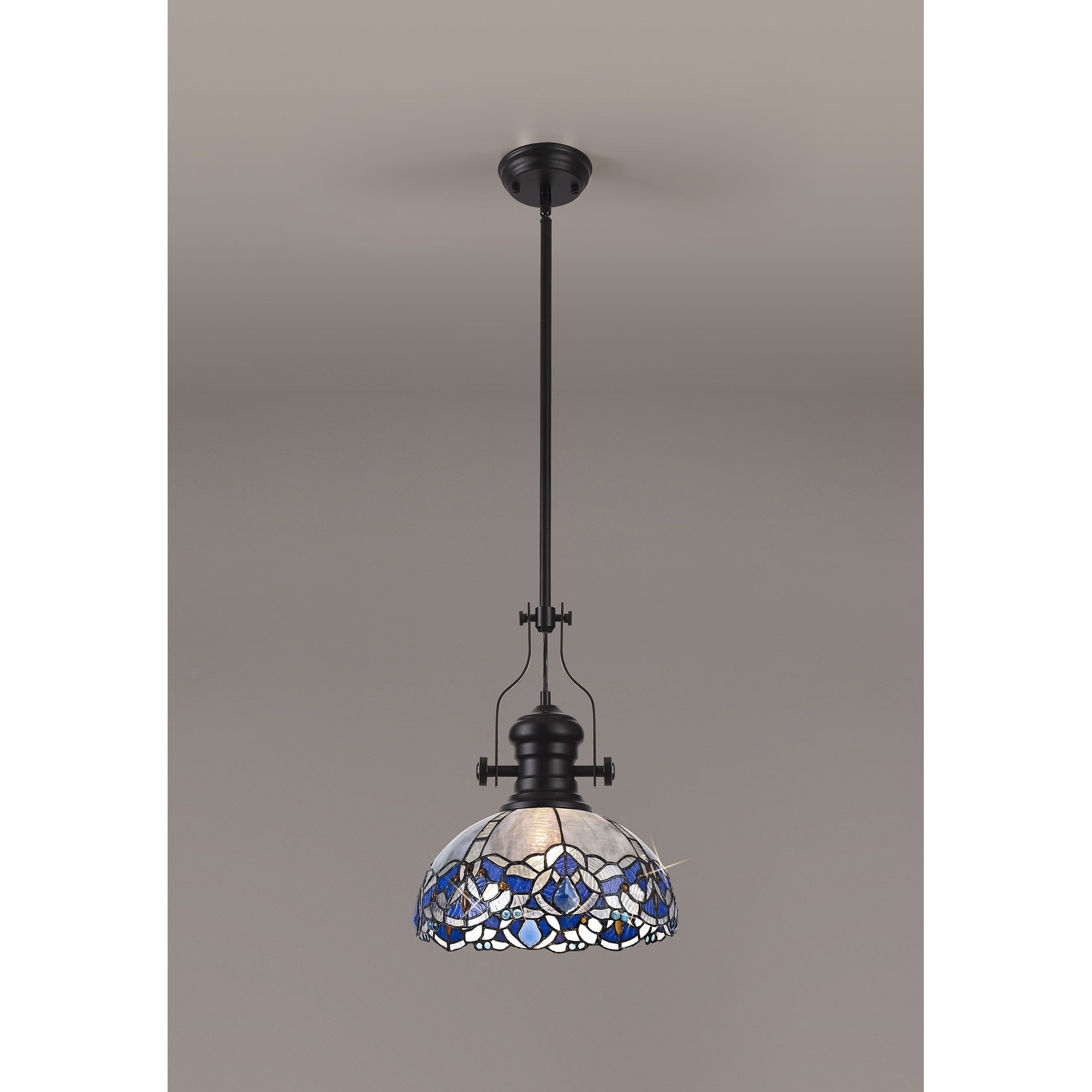 NLK15099 Louis, Ossie 1 Light Pendant Matt Black Blue