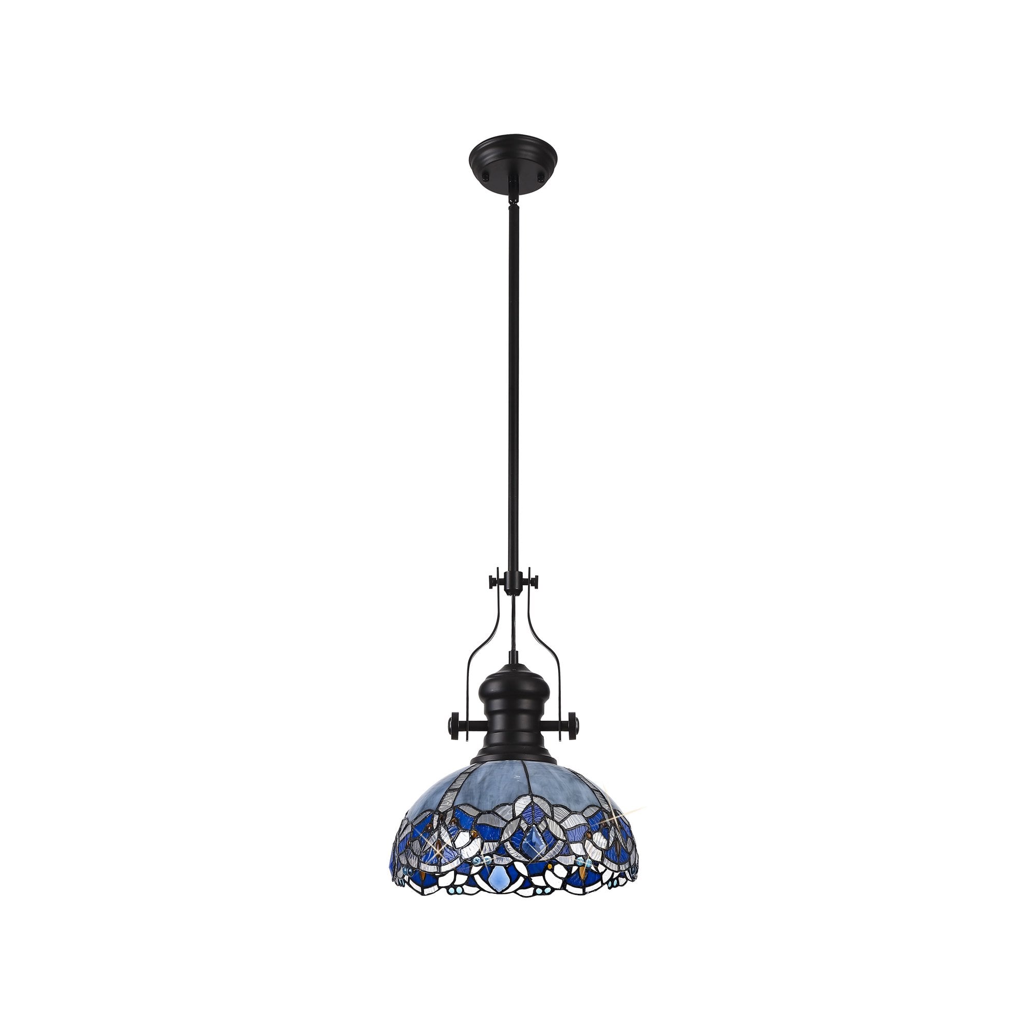 NLK15099 Louis, Ossie 1 Light Pendant Matt Black Blue