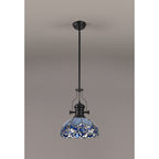 NLK15099 Louis, Ossie 1 Light Pendant Matt Black Blue