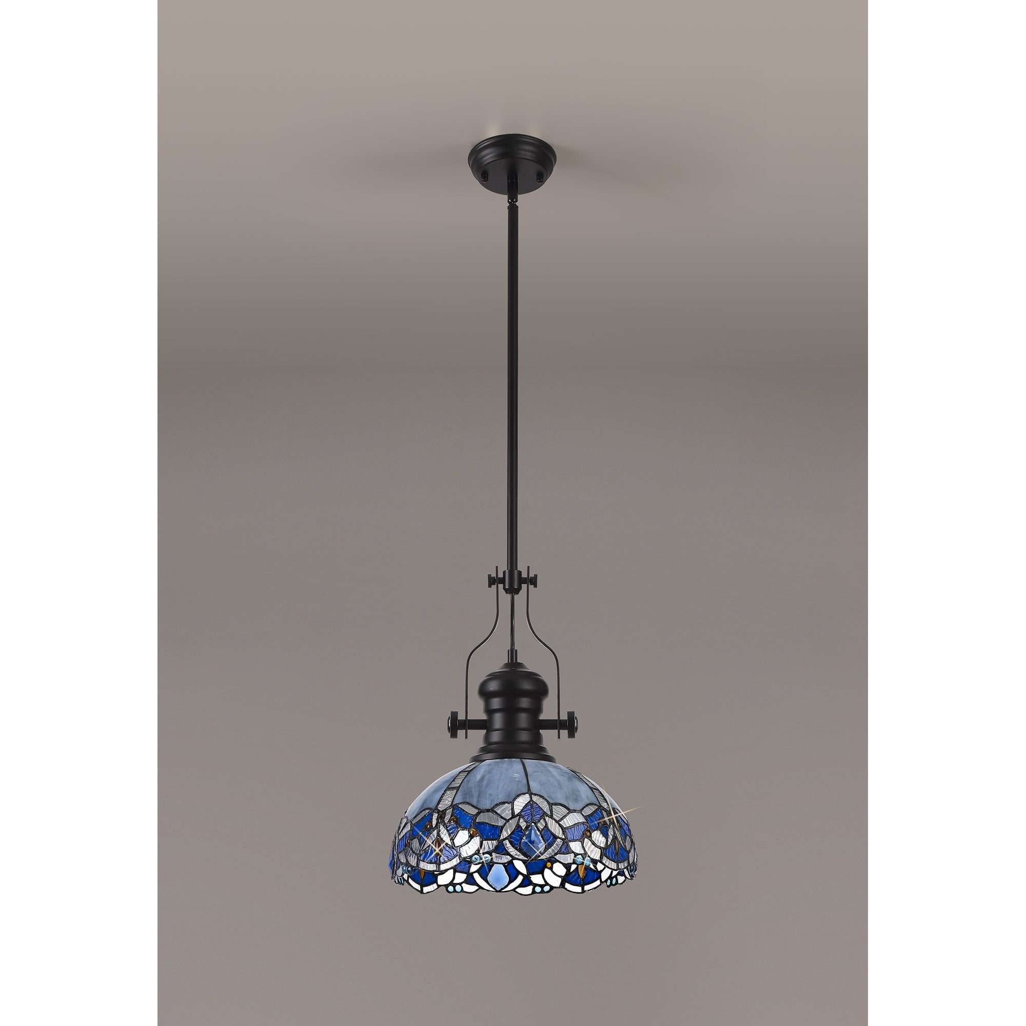 NLK15099 Louis, Ossie 1 Light Pendant Matt Black Blue